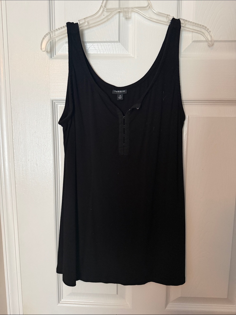 torrid Black Ribbed Henley Tank
